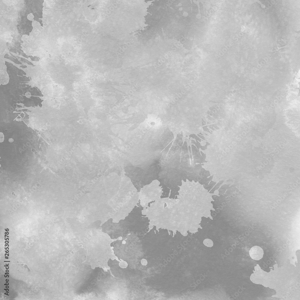 Silver with gray ink and watercolor texture on white paper background. Paint leaks and ombre effects. Hand painted abstract image. Silver with gray ink and watercolor texture on white paper background. Paint leaks and ombre effects. Hand painted abstract image.