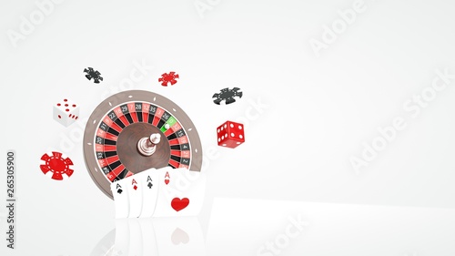 Casino Gambling Concept Isolated On The White Background - 3D Illustration