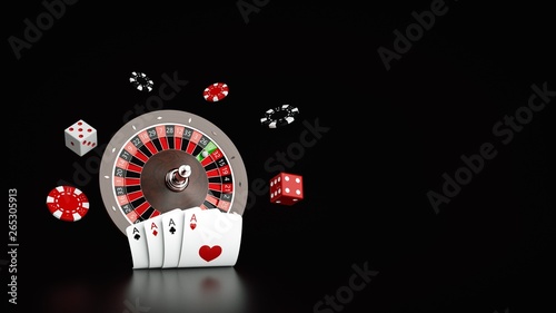 Casino Gambling Concept Isolated On The Black Background - 3D Illustration