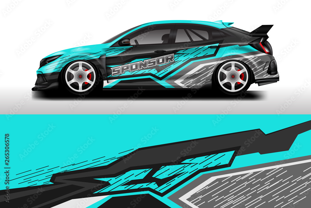 Wrap livery decal car vector , supercar, rally, drift . Graphic abstract stripe racing background . Eps 10 Wrap livery decal car vector , supercar, rally, drift . Graphic abstract stripe racing background . Eps 10