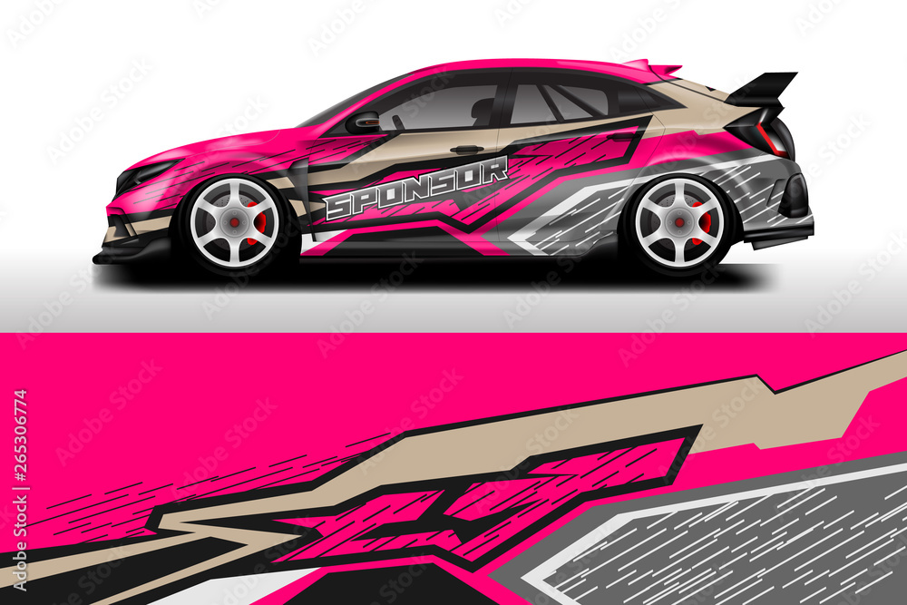 Wrap livery decal car vector , supercar, rally, drift . Graphic abstract stripe racing background . Eps 10 Wrap livery decal car vector , supercar, rally, drift . Graphic abstract stripe racing background . Eps 10