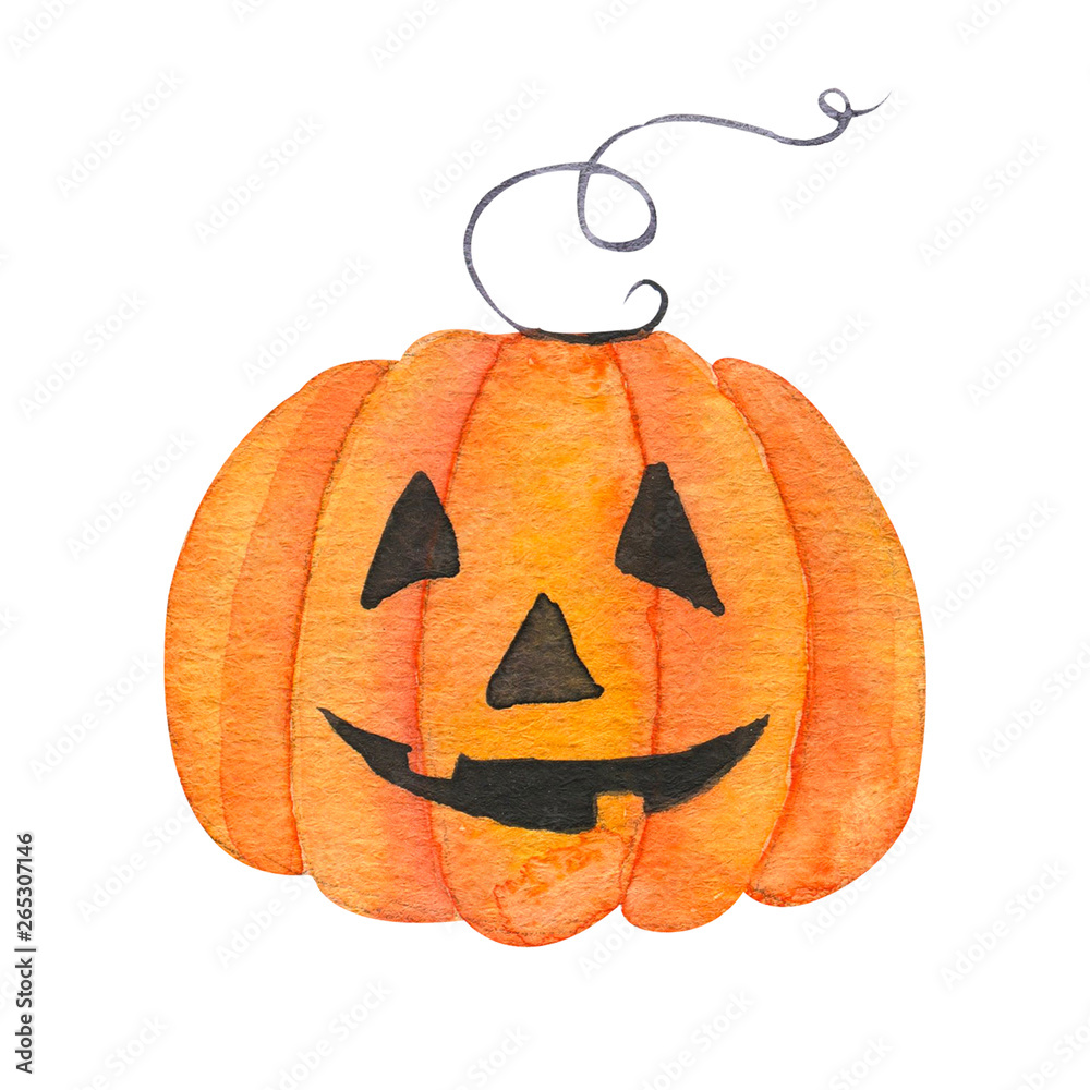 Fototapeta premium Halloween pumpkin. Watercolor illustration on a white background