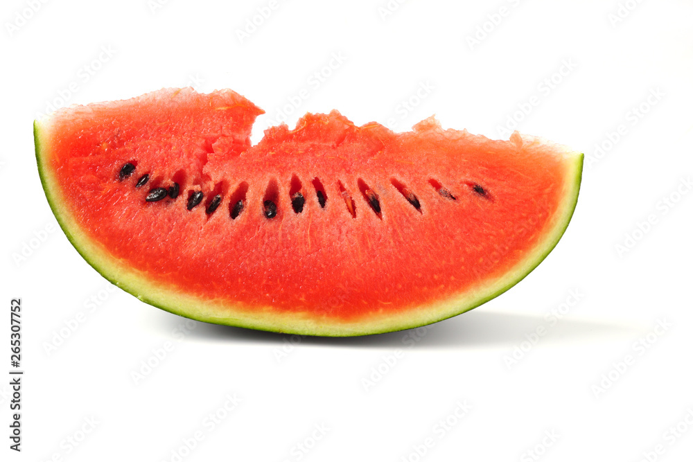 Watermelon slice seeds isolated on white background