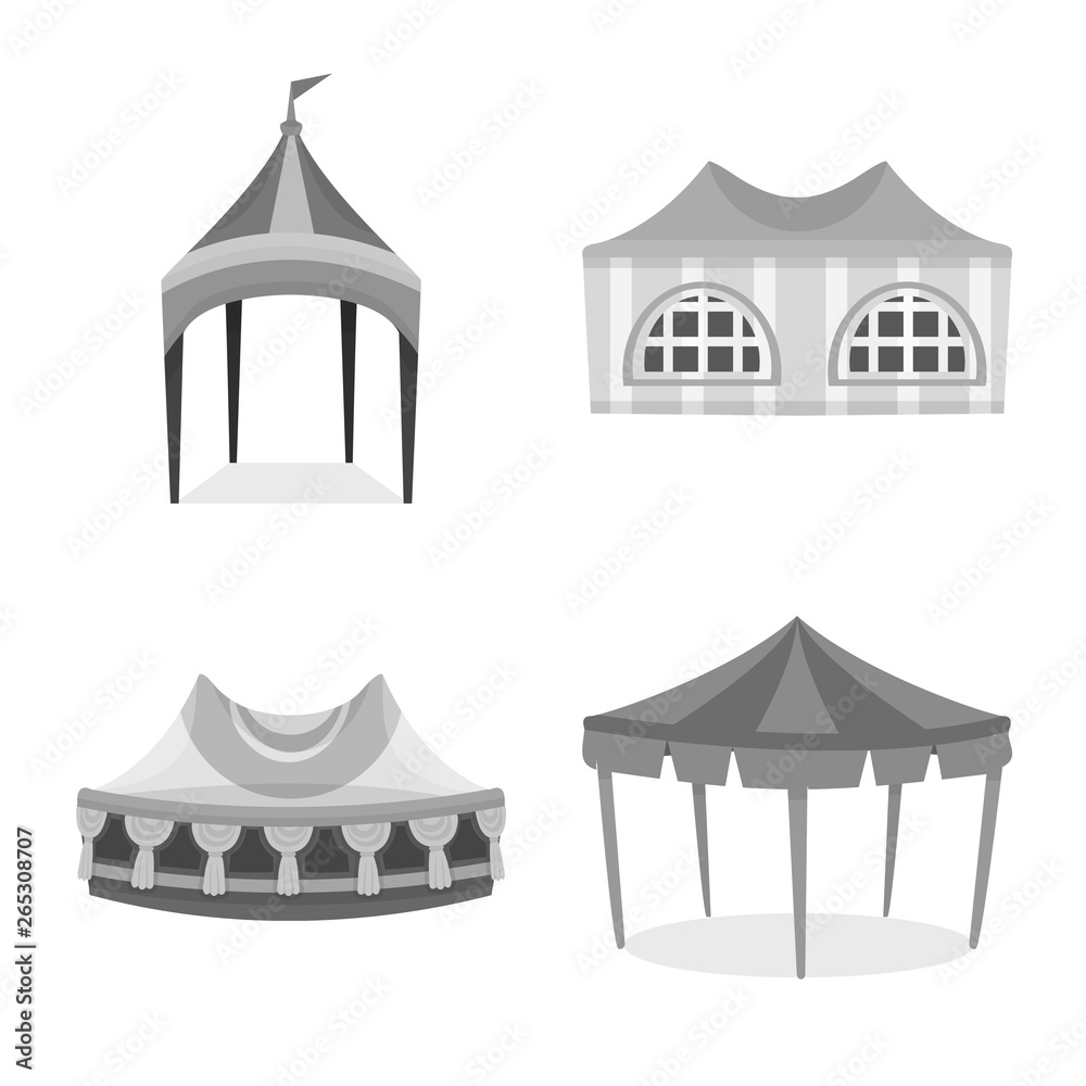 Isolated object of outdoor and architecture logo. Set of outdoor and shelter stock vector illustration.