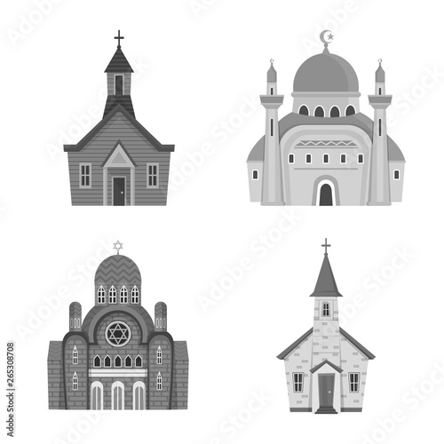 Isolated object of architecture and faith symbol. Collection of architecture and traditional stock symbol for web.