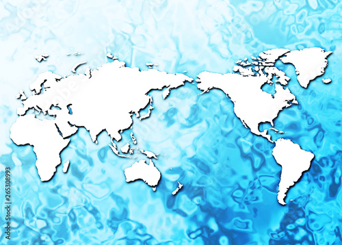水面に浮かぶ世界地図