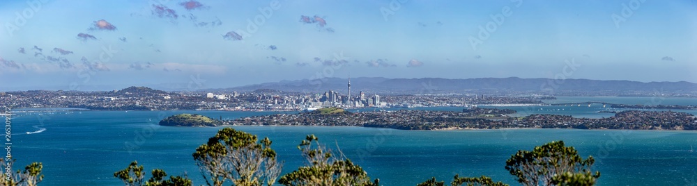 Auckland City Skyline Panorama from Rangitoto Island