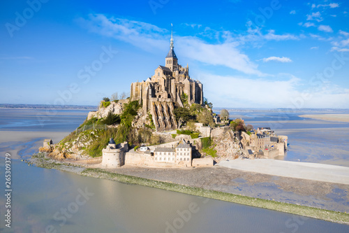 Wallpaper Mural The famous of top view with blue sky at Mont-Saint-Michel, Normandy, France
