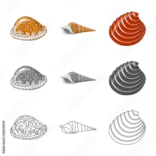 Isolated object of animal and decoration sign. Set of animal and ocean stock vector illustration.