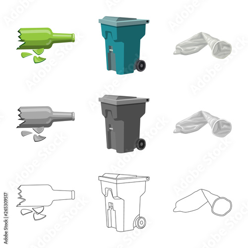 Isolated object of dump  and sort sign. Set of dump  and junk stock vector illustration.