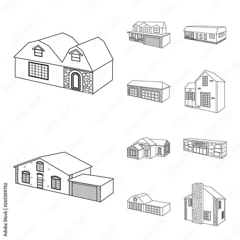 Isolated object of city and construction symbol. Set of city and estate stock vector illustration.