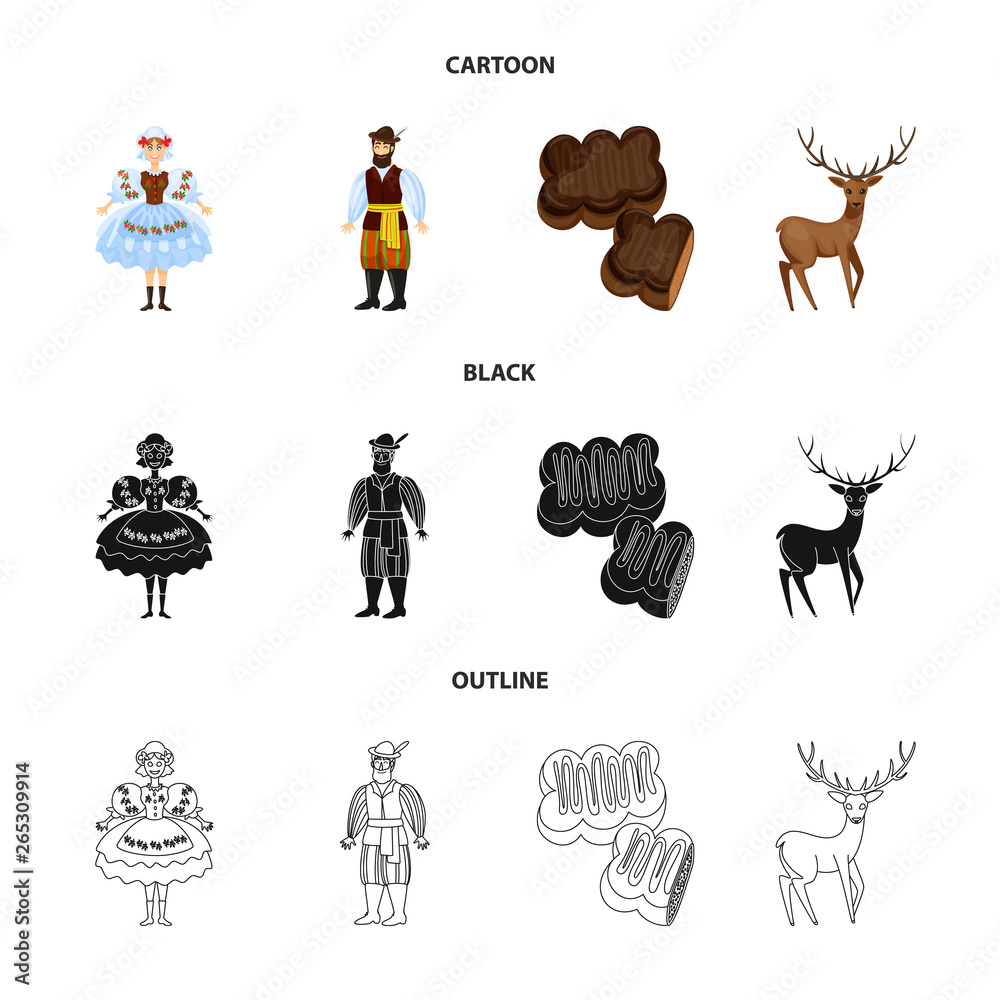 Obraz premium Vector illustration of traditional and tour sign. Set of traditional and landmarks vector icon for stock.