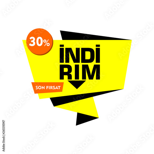 Indirim etiketleri yazilari. Translation from turkish: Sale offer badges. Sale tag solated vector illustration