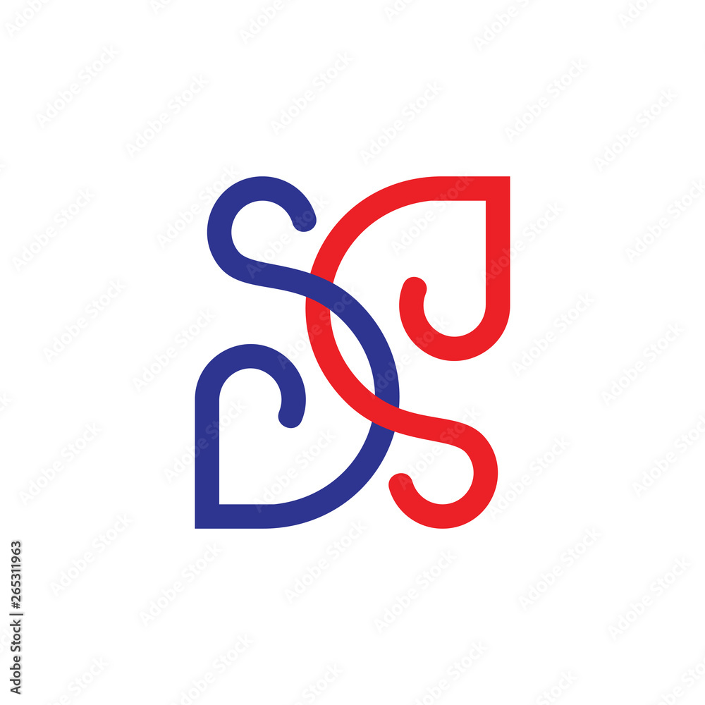 Fototapeta premium letters sd linked curves line loop design logo