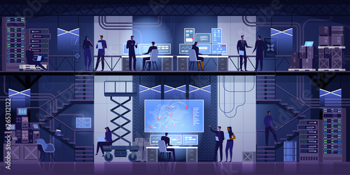 Professional IT Engineers Working in System Control Center