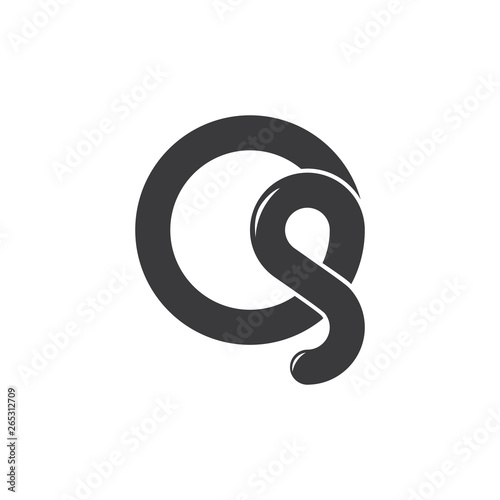 letter cs simple loop curves line geometric logo vector