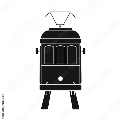 Vector illustration of tram and lisbon sign. Collection of tram and railway stock vector illustration.