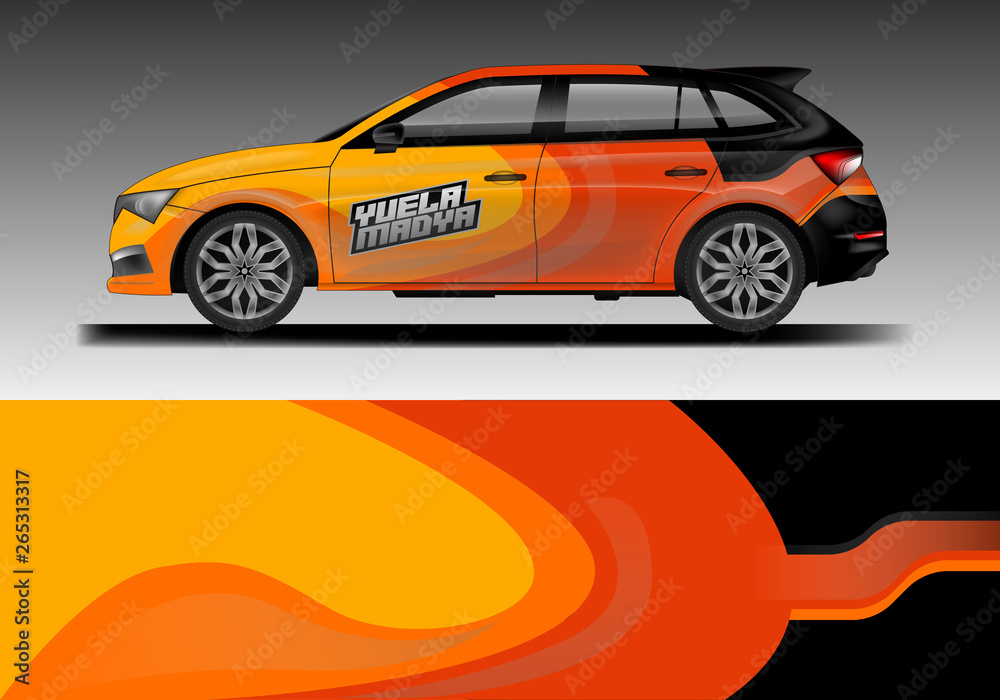 Car decal van wrap design vector. Graphic company background designs . Van, bus, truck, wrap design.