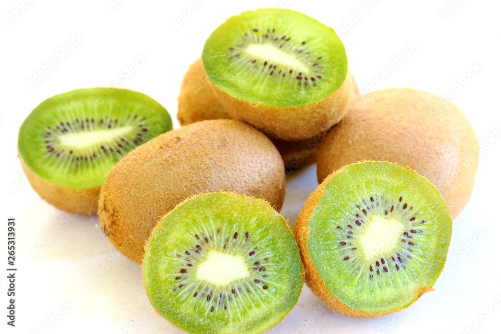 ripe fresh kiwi on white background close-up ripe fresh kiwi on white background close-up
