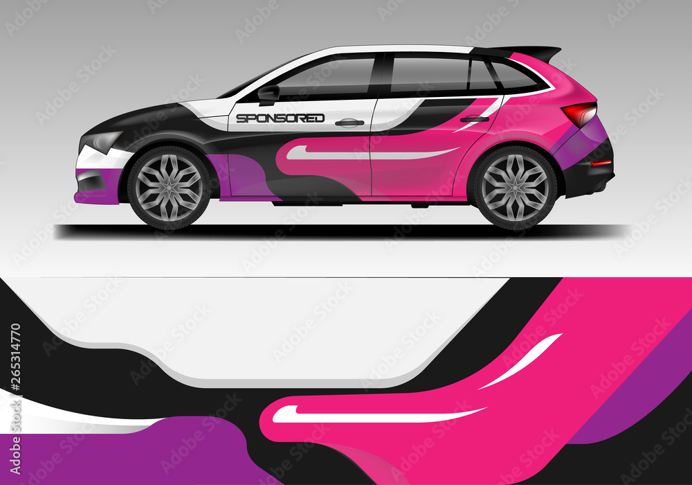 Car decal van wrap design vector. Graphic company background designs . Van, bus, truck, wrap design.