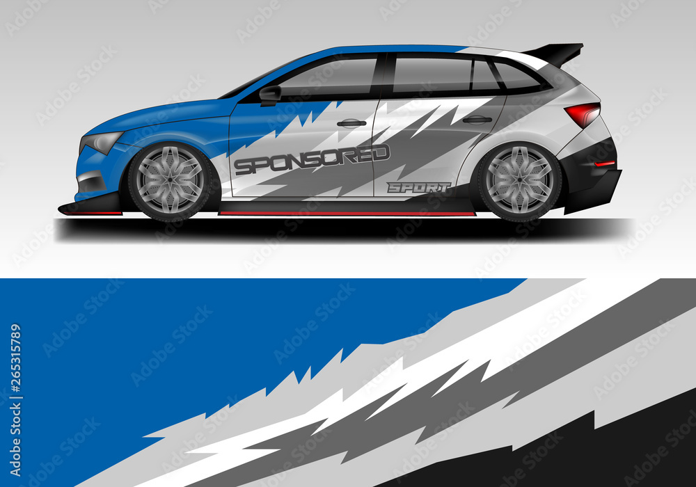 Fototapeta premium Van decal cargo and car wrap vector, truck, bus, racing, service car, auto designs . Graphic abstract background livery .