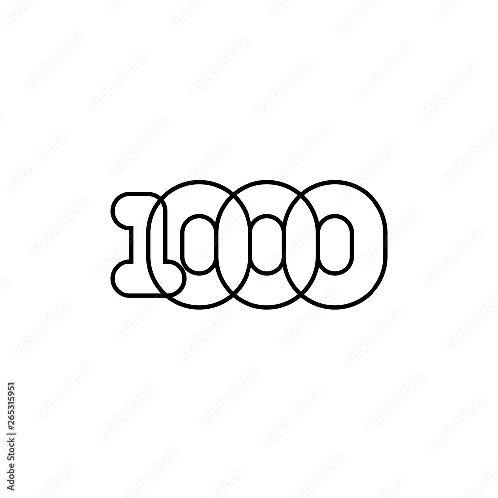 Obraz premium One thousand, mono line. Four rounded figures.