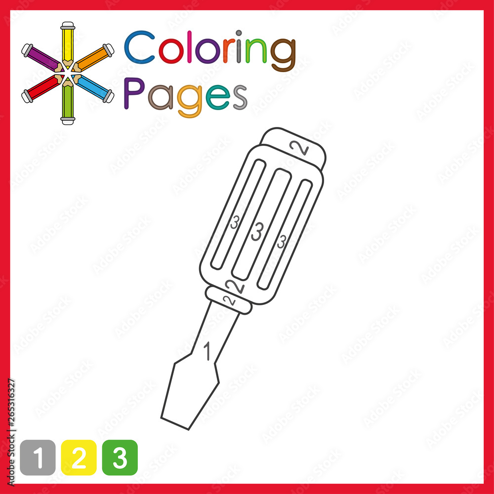 Fototapeta premium coloring page for kids, color the parts of the object according to numbers, color by numbers