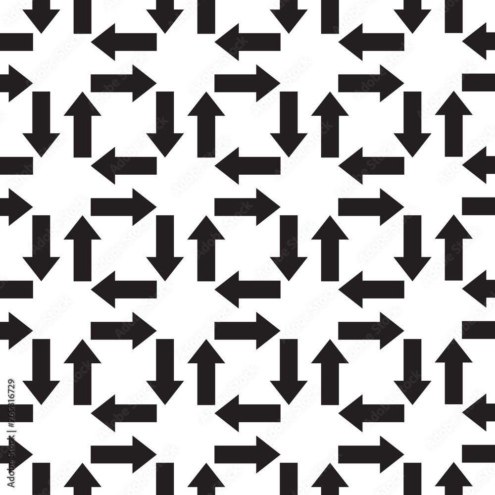 Arrows seamless pattern. Sketch design symbols. Black and white vector illustration. Arrows seamless pattern. Sketch design symbols. Black and white vector illustration.