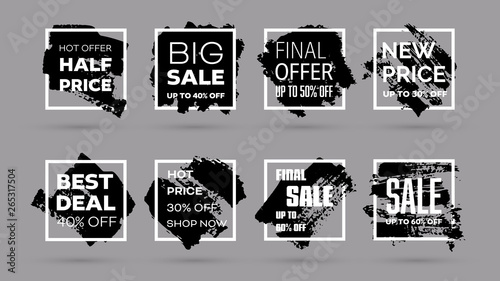Shopping sales, deals square borders templates set
