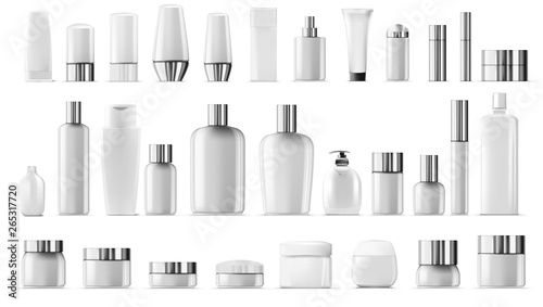 Blank Empty And Clean White Plastic Cosmetic Package Big Set