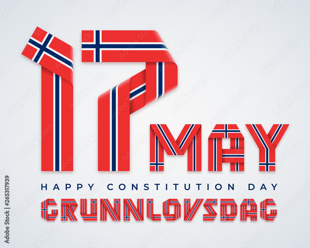 17 May, Norway Constitution Day congratulatory design with Norwegian