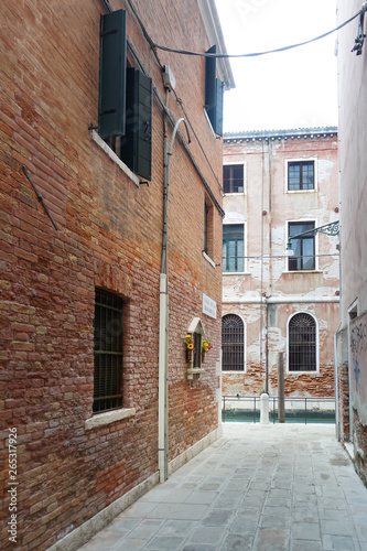 VENICE  ITALY - December 21  2017   street view of old buildings in Venice  ITALY