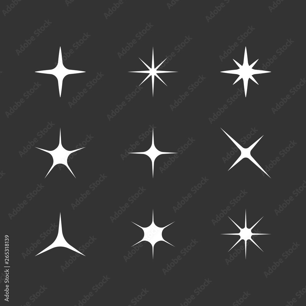 Sparkle, star icon set. Vector illustration, flat design. Sparkle, star icon set. Vector illustration, flat design.