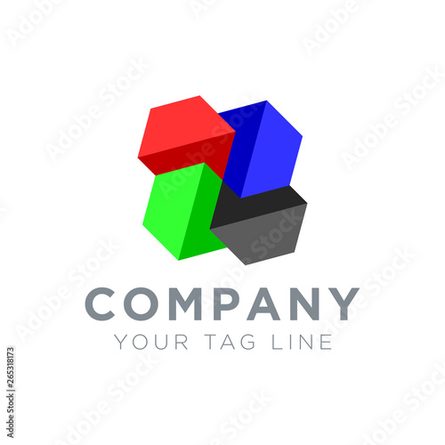 the hexagon logo is circular into 4 parts