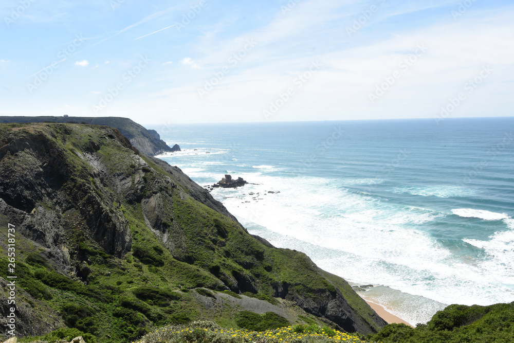 seascape from the viewpoint of Castelejo (photo address Castelejo beach) , Vila do Bispo, Algarve, Portugal