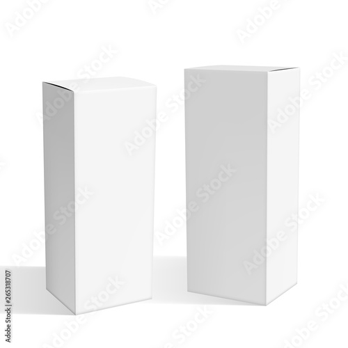 Set Of Small White Cardboard Boxes With Shadows