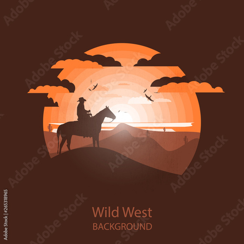 Wild west landscape. Western scene.Negative space illustration