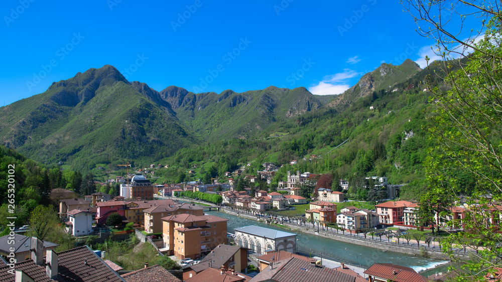 Panorama of the Lombard tourist resort of San Pellegrino Terme