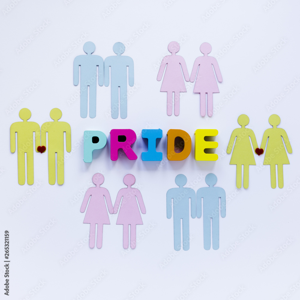 Pride inscription with homosexual couples icons Pride inscription with homosexual couples icons