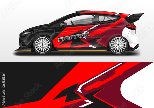 Car wrap decal design vector. Graphic abstract background kit designs for vehicle, race car, rally, livery 