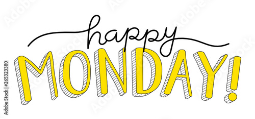 HAPPY MONDAY! vector hand lettering banner