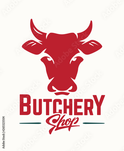 beef meat butchery label on white background