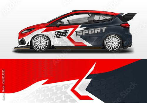 Car wrap decal design vector. Graphic abstract background kit designs for vehicle, race car, rally, livery 