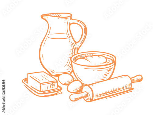 dough egg cooking on white background