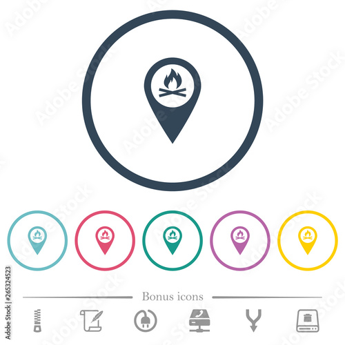 Free Download Camp GPS map location flat color icons in round outlines - GFXLoad