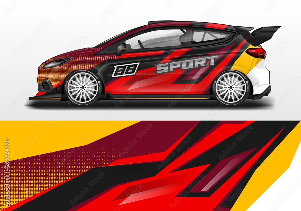 Car wrap decal design vector. Graphic abstract background kit designs for vehicle, race car, rally, livery Car wrap decal design vector. Graphic abstract background kit designs for vehicle, race car, rally, livery