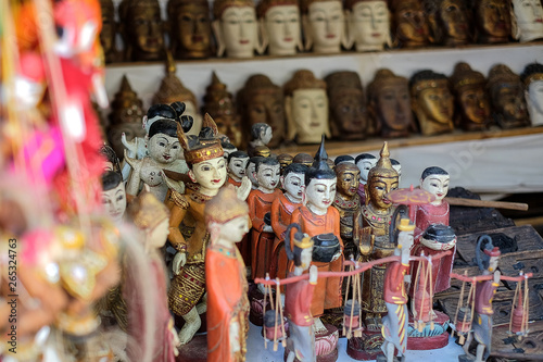 buddha head at local souvenirs shop in Bagan historical area, Myanmar