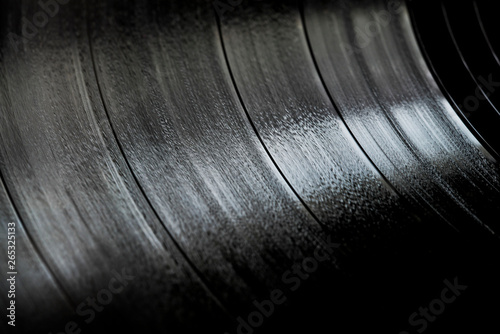 Surface of an old vinyl record. Macro shot, shallow depth of field. SDF.