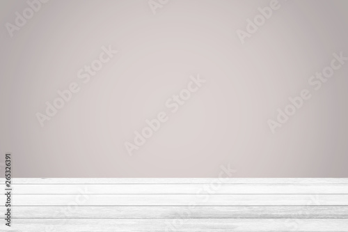 White Wood Table with Grey Background  Suitable for Product Display and Business Concept.