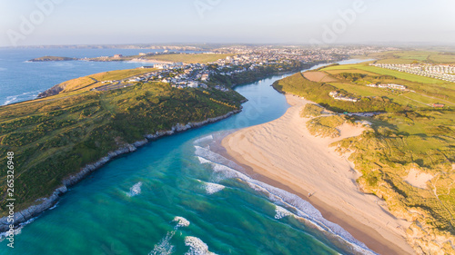 Aerial image of Crantock Beach Cornwall photo